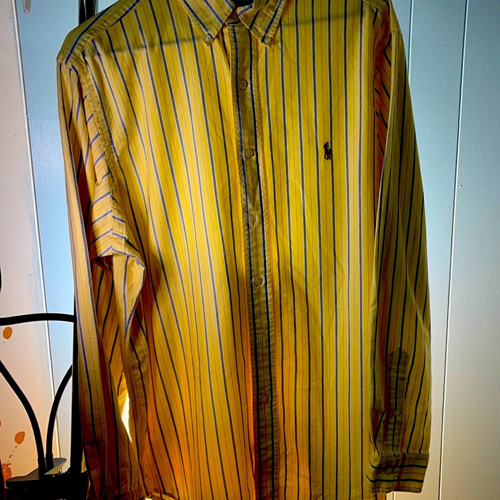 Ralph Lauren polo size 16 1/2 for men color yellow and blue